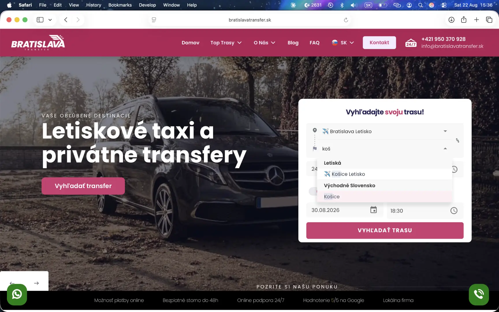 Screenshot webu