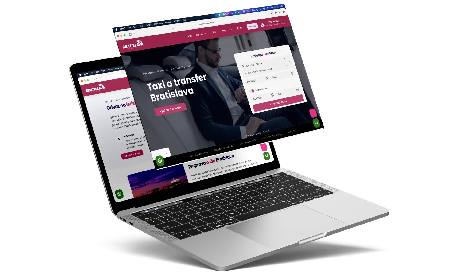 Mockup webu BratislavaTransfer.sk
