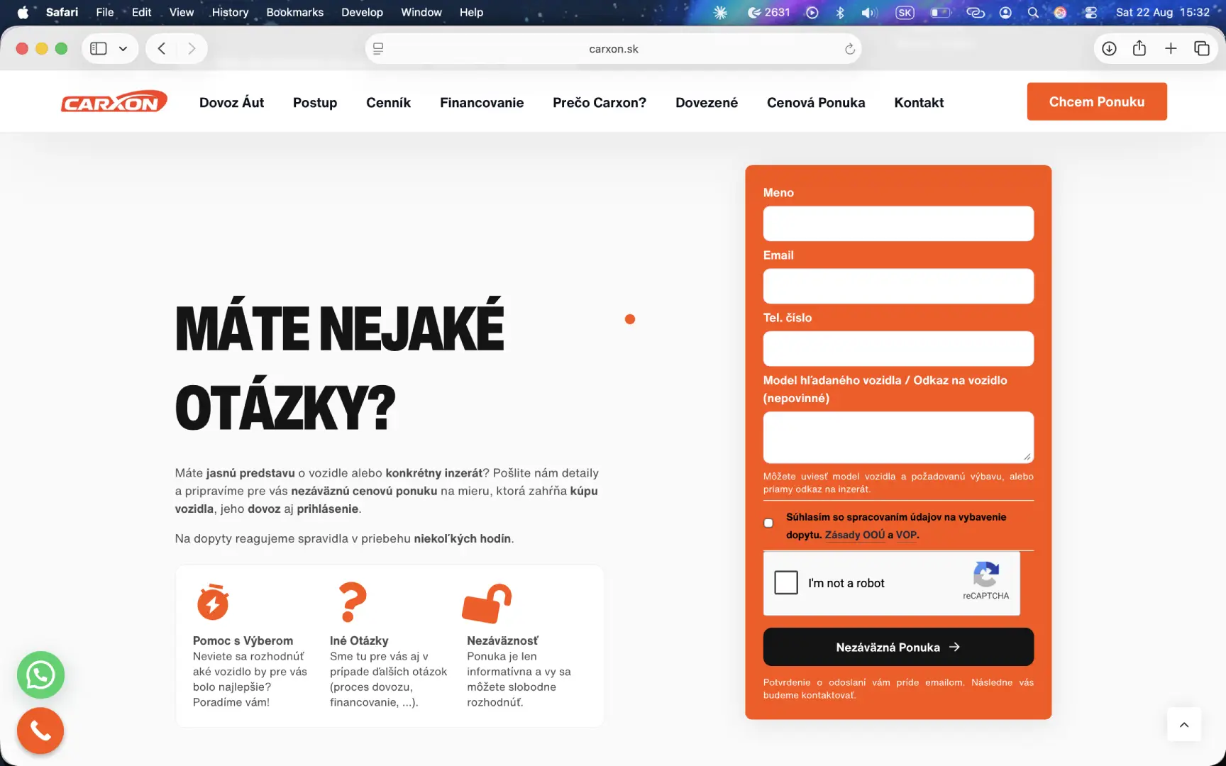 Kontaktný formulár