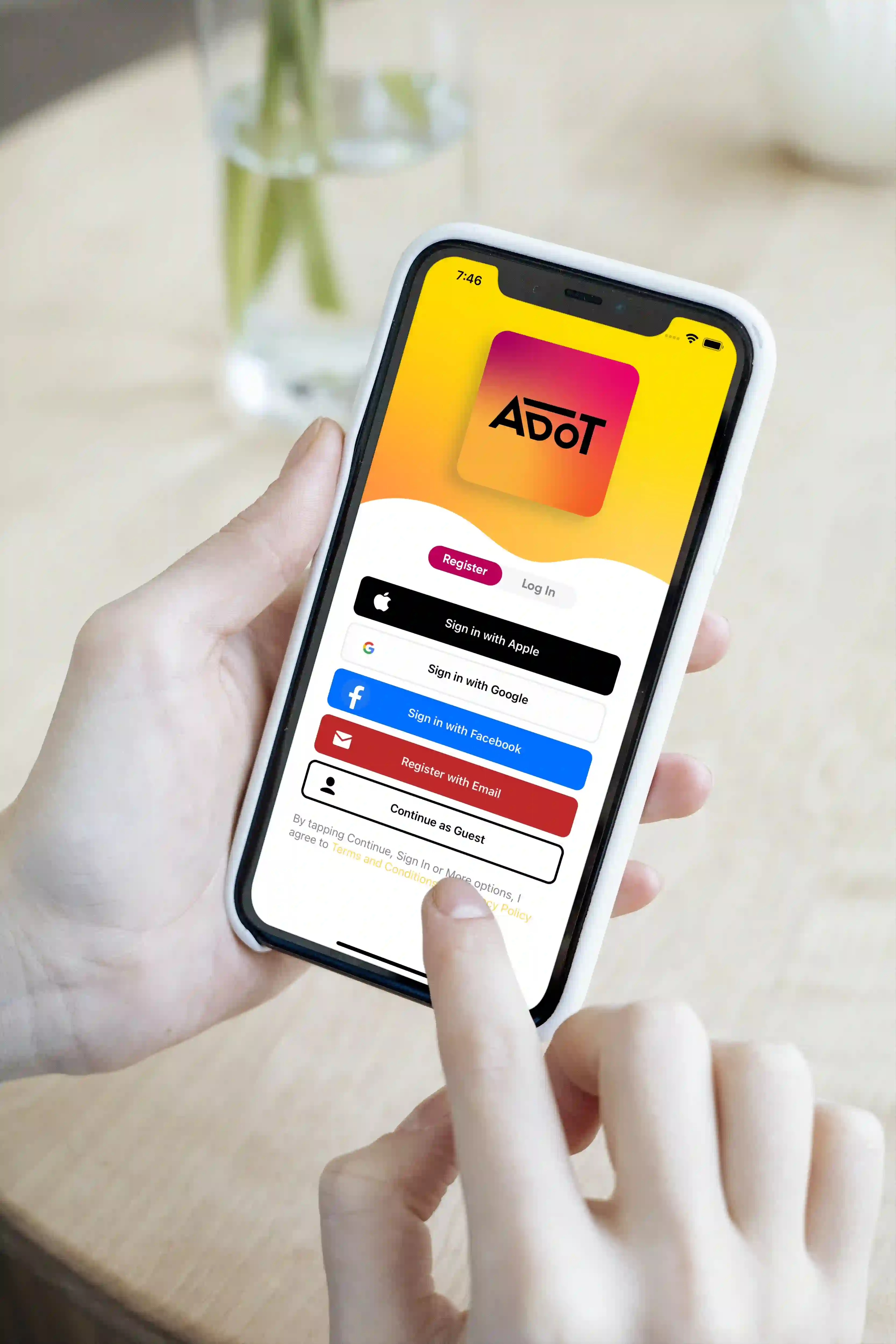 Registrácia a prihlásenie v aplikácii ADOT
