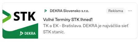 ChatGPT Ads: Voľné termíny STK ihneď, DEKRA
